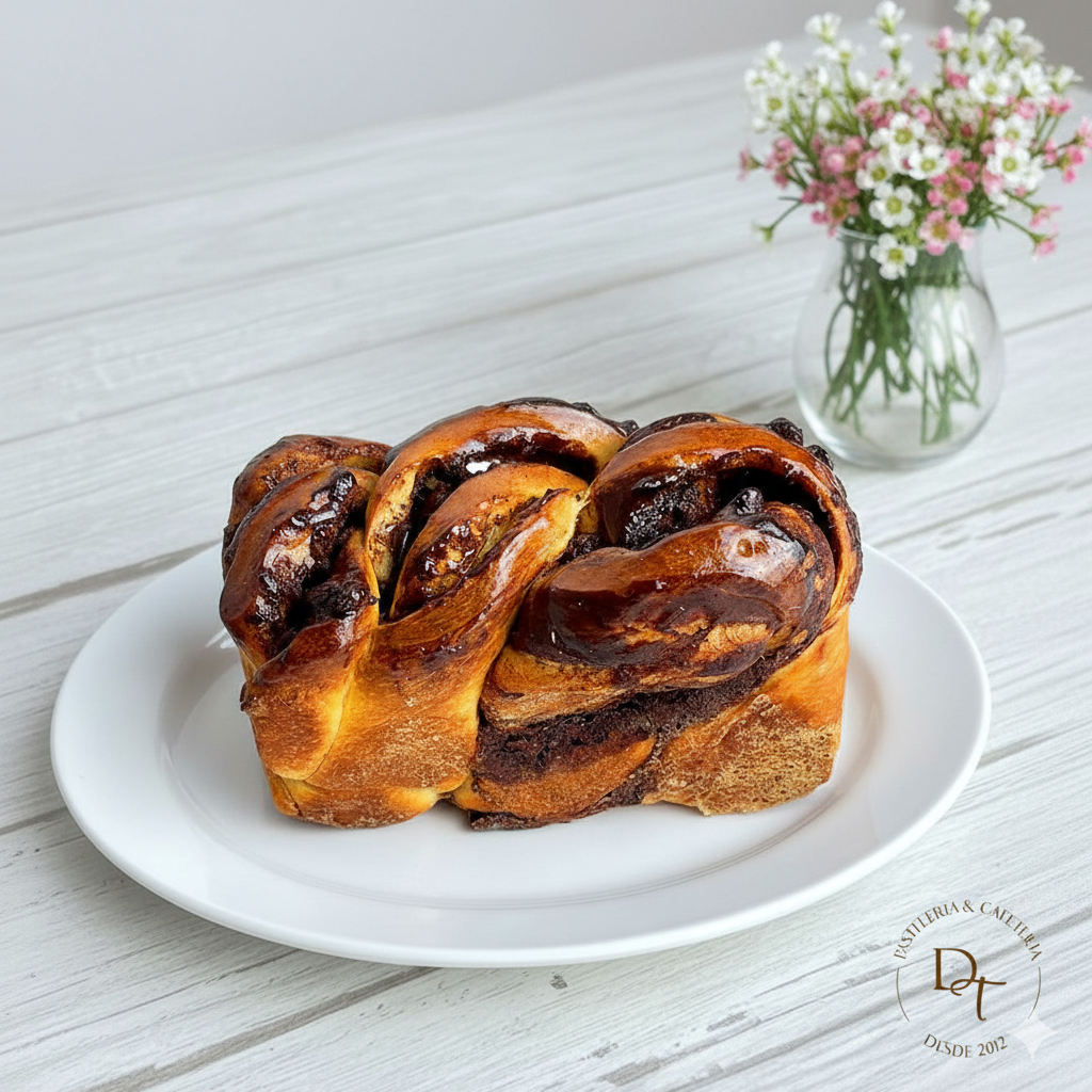 Tradición europea, preparada con masa brioche y chispas de chocolate, trenzada a mano y horneada lentamente para lograr una miga tierna y envolvente. 12.90